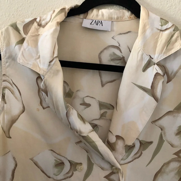 Vintage Zapa double breasted button down collared sleeveless top tunic length - Picture 4 of 8